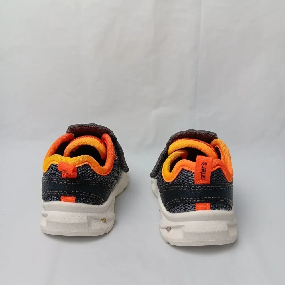 Carters Toddler Boys Dinosaur T-Rex Sneakers Sz 4M Gray Lighted Easy on Shoe